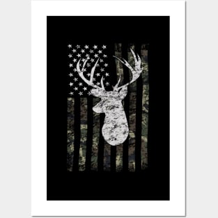 Buck Deer Hunting Camouflage Flag Hunter Posters and Art